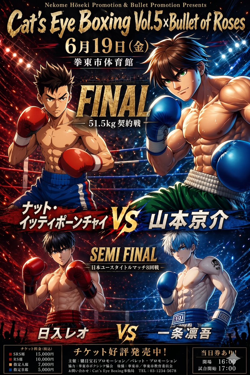 Anime Boxing Poster: Dramatic Arena Fight — Sora 2 Prompt