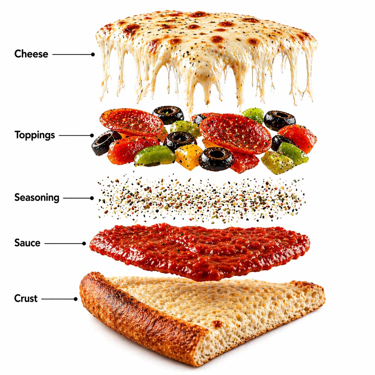 Pizza Exploded Infographic: Food Photography Prompt