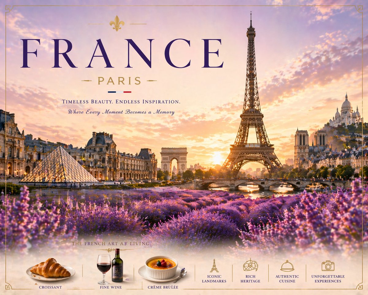 Romantic Paris Travel Poster Prompt — Sora 2