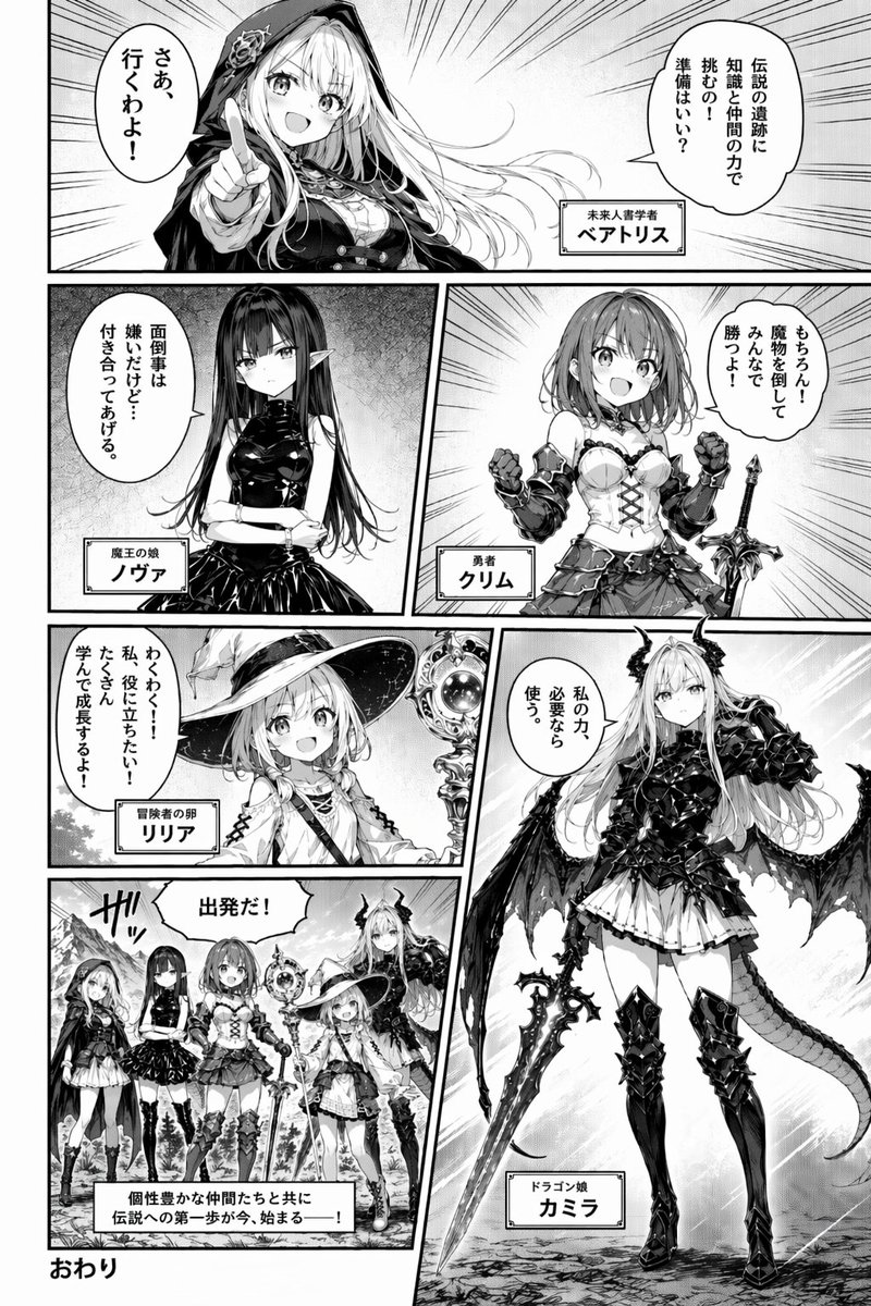 6-Panel Fantasy Manga Page - Screentone Style Prompt