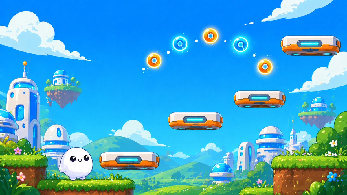 Cute Futuristic Platformer Scene — Sora 2 Prompt