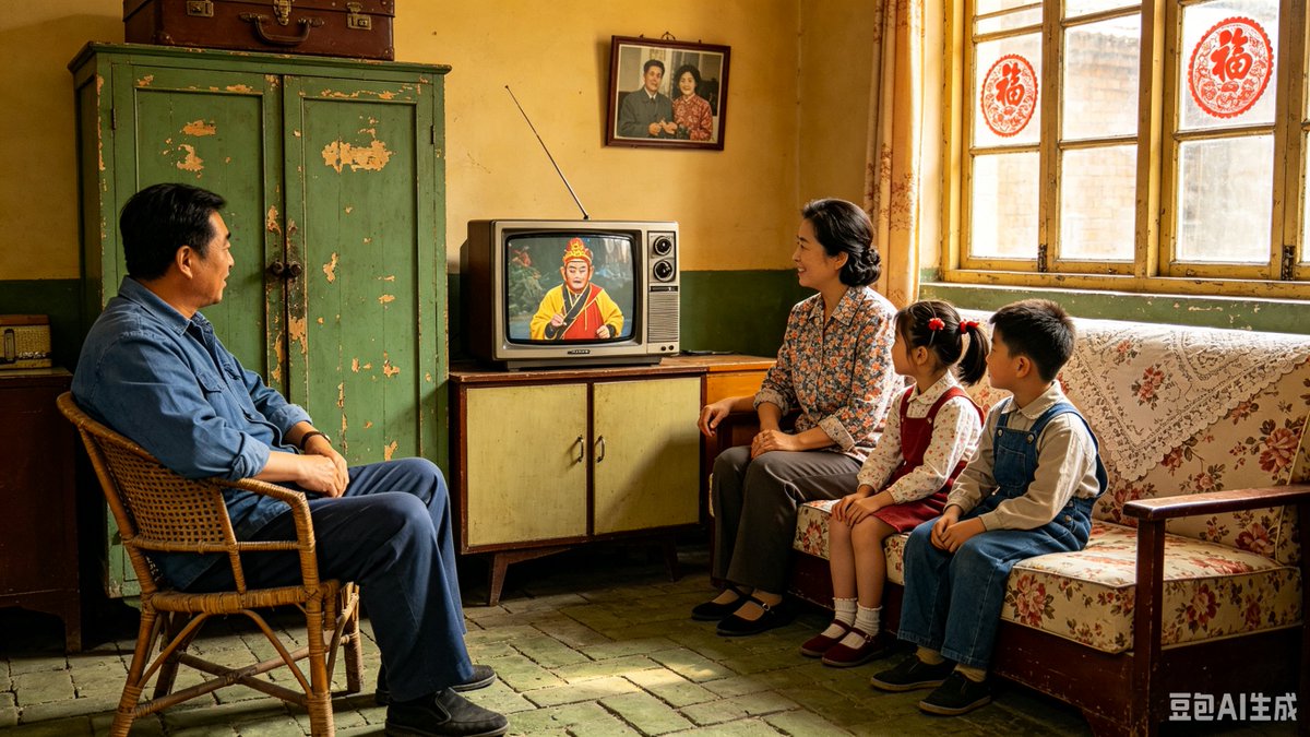 1980s Chinese Family Watching TV — Nostalgic Sora 2 Prompt