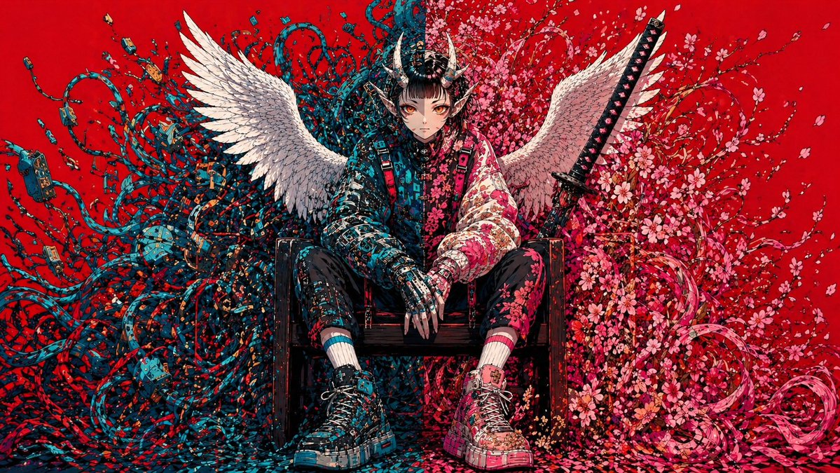 Cyberpunk Fallen Angel Warrior — Anime-Style Sora 2 Prompt