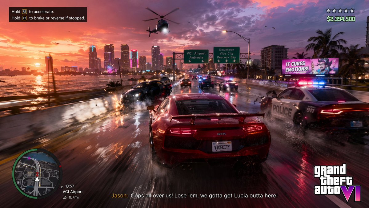 Police Chase Game Screenshot with UI Overlay — Sora 2 Prompt