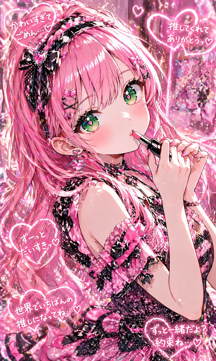 Sparkly Pink Anime Idol Lipstick Portrait — Sora 2 Prompt
