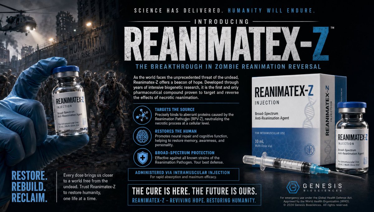 Dystopian Zombie Antidote Ad Poster — Sora 2 Prompt