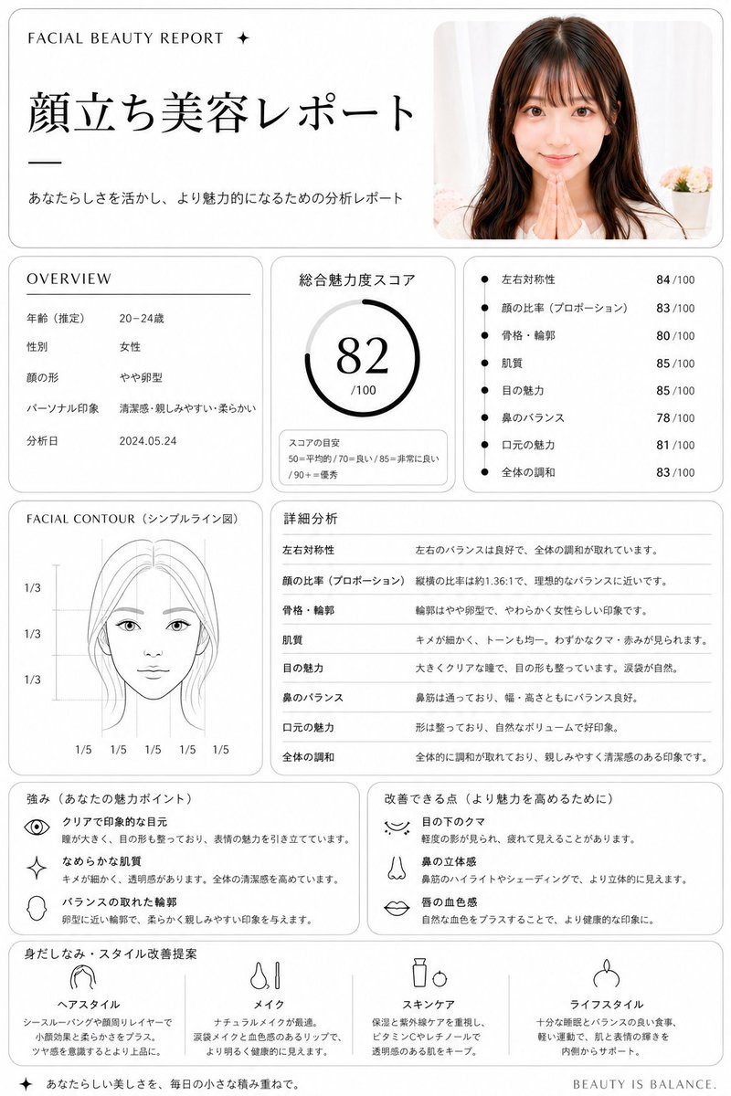 Japanese Facial Beauty Report — Sora 2 Prompt