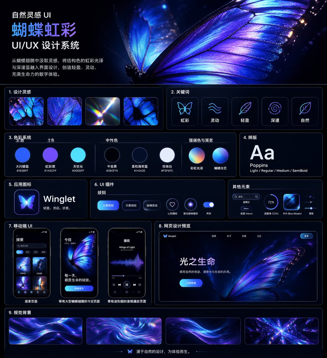 Iridescent Butterfly UI Design System — Sora 2 Prompt