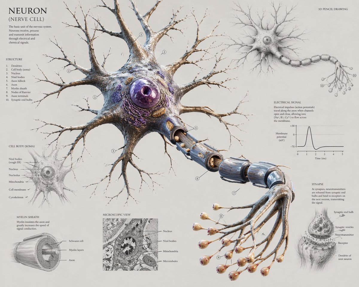 Neuron Anatomy Infographic Poster Prompt — 3D Scientific Art