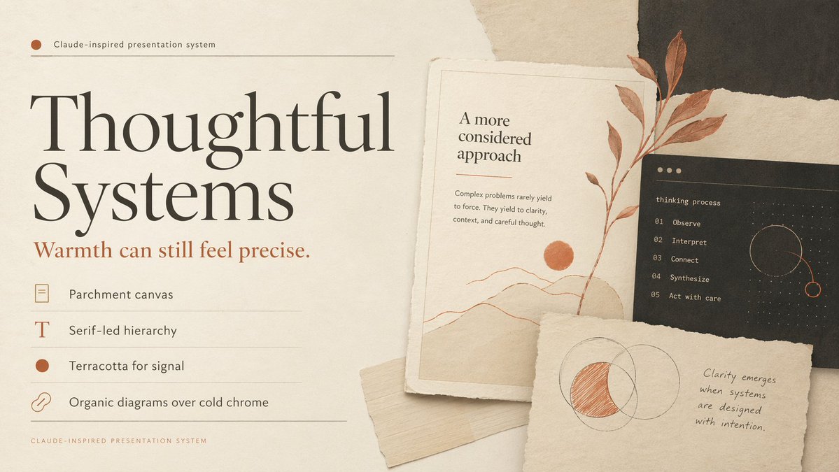 Claude-Inspired Warm Editorial Slide Design Prompt