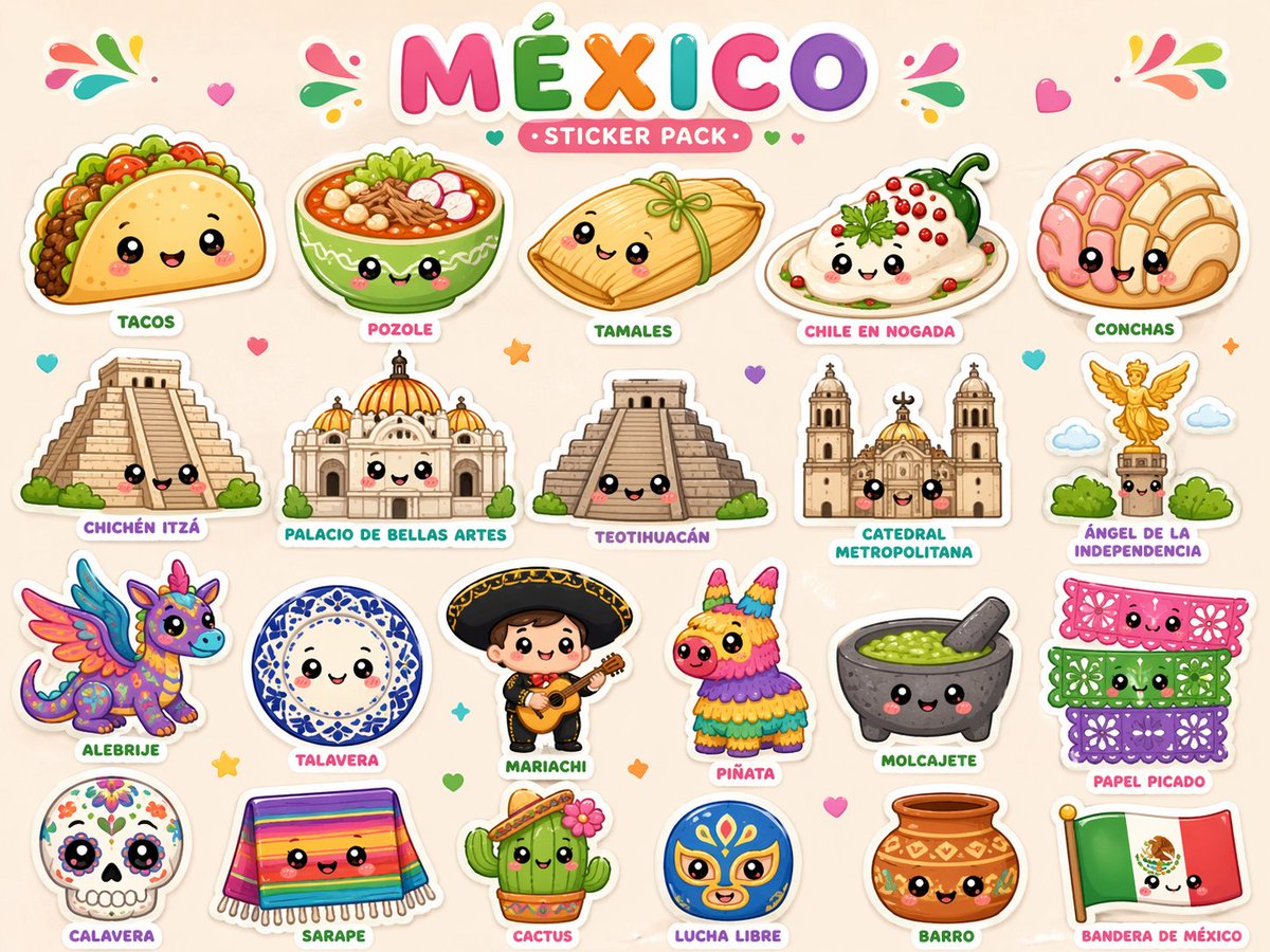 Cute Kawaii [COUNTRY] Sticker Pack — Sora 2 Prompt
