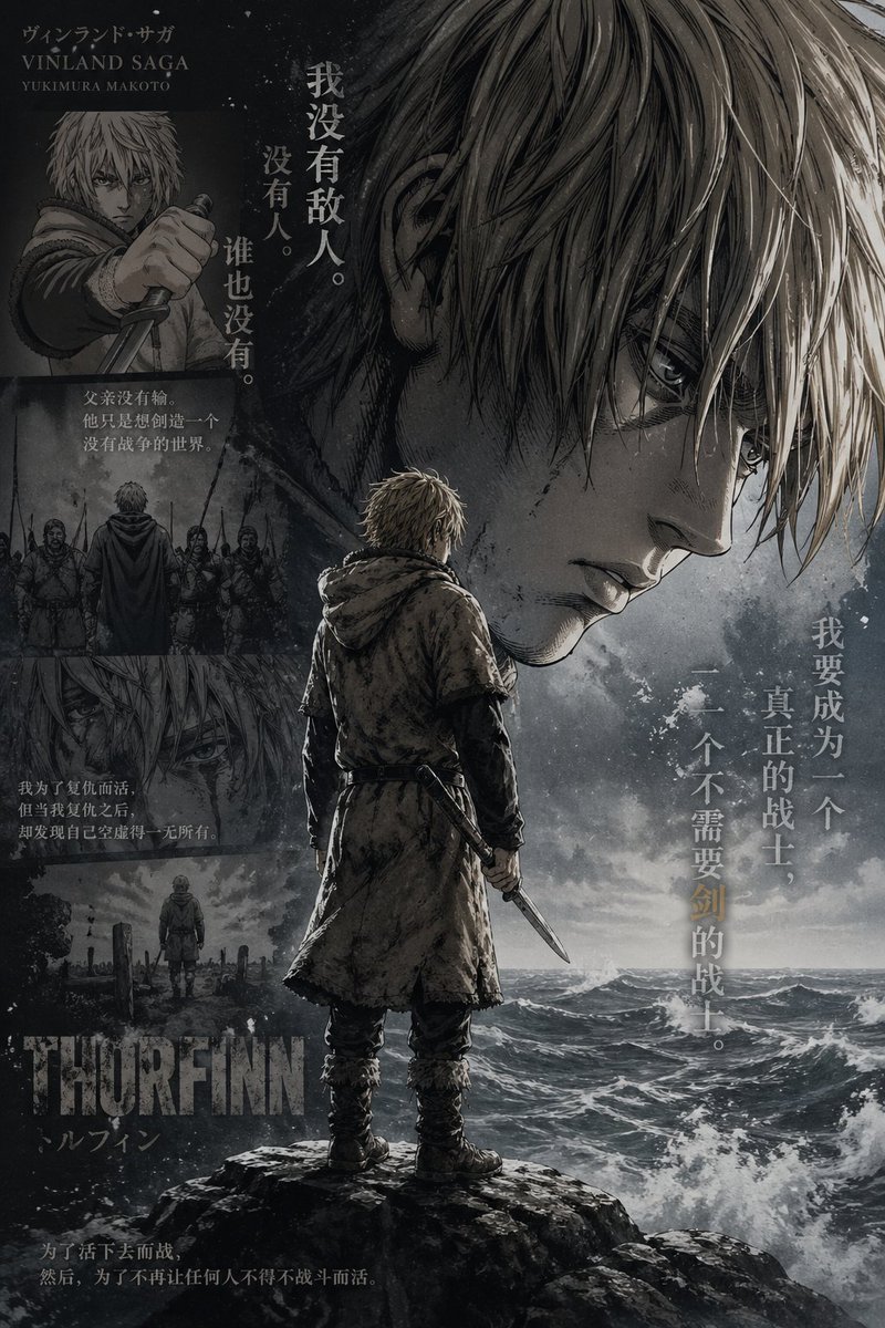 Vinland Saga Thorfinn Storm Poster — Cinematic Anime Prompt