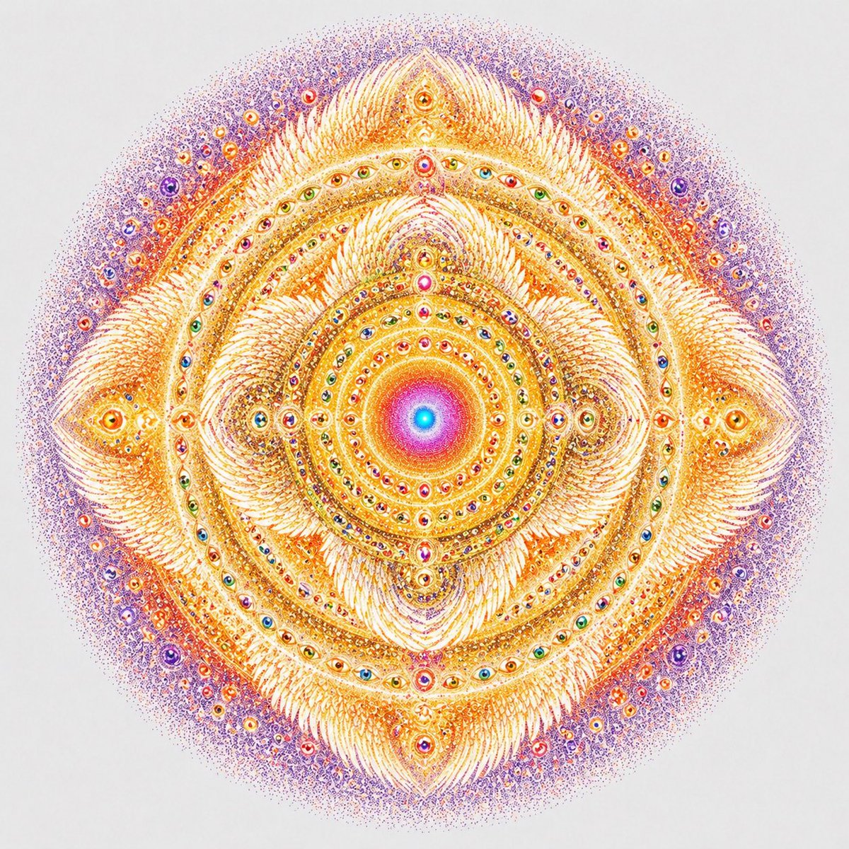Sacred Geometry Mandala — Hypnotic Stipple Art Prompt