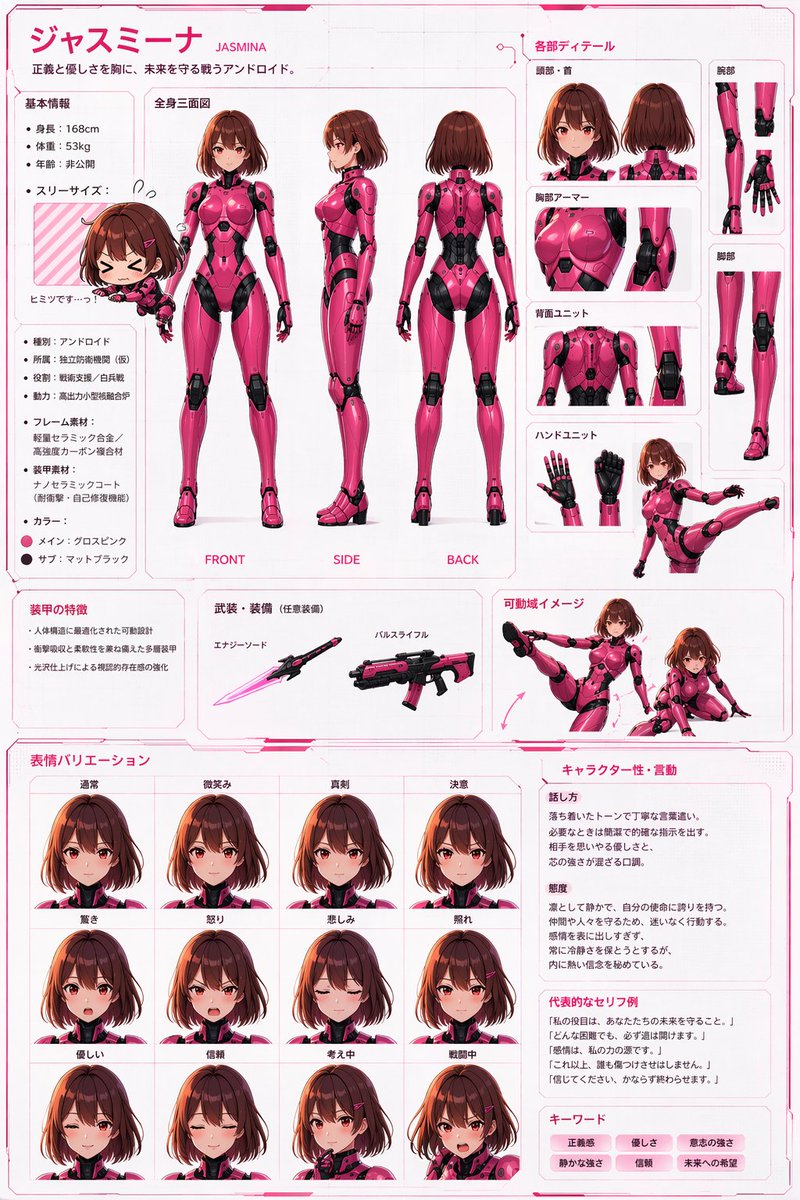 Robot Girl Character Reference Sheet — Sora 2 Prompt