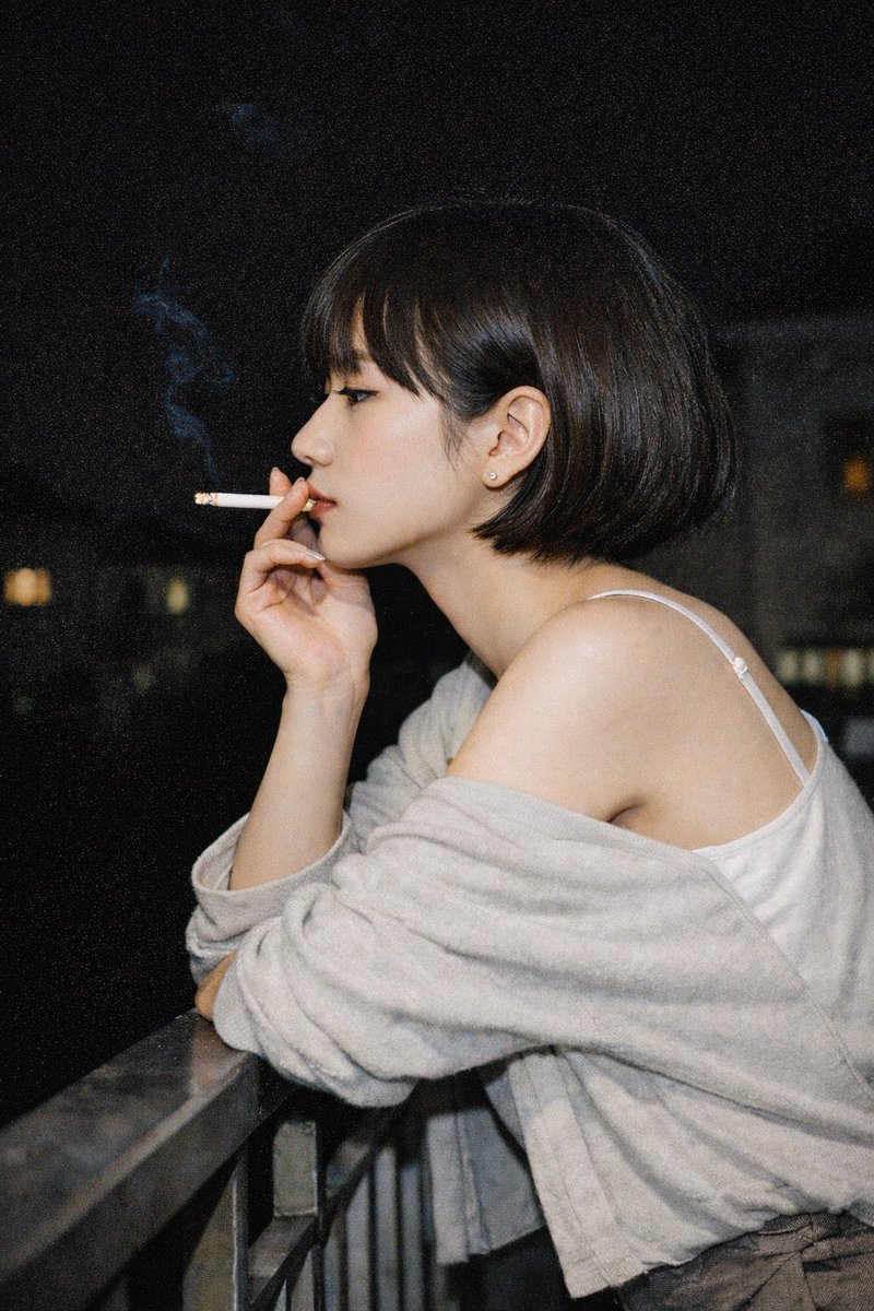 Cinematic Night Portrait of a Smoking Woman — Sora 2 Prompt