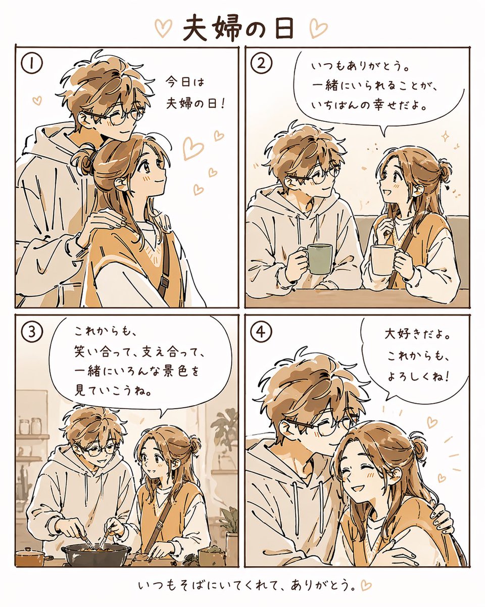 Cozy Romantic 4-Panel Couple Manga — Sora 2 Prompt