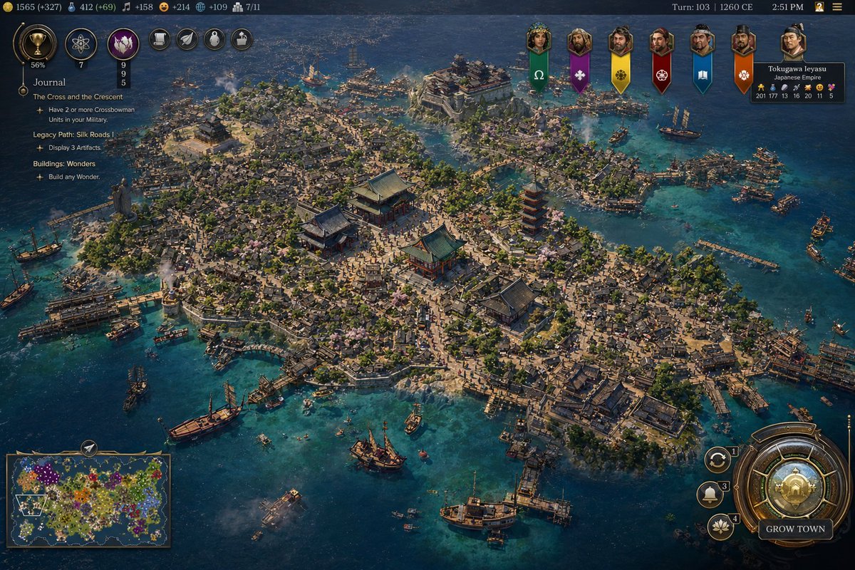Civilization VII-Style Japanese Island Port City — Sora 2 Prompt