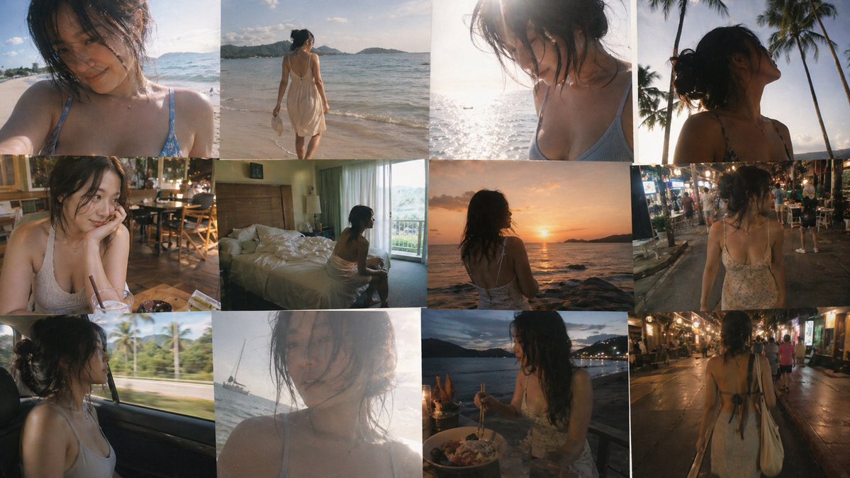 12-Frame Nostalgic Travel Snapshot Collage Prompt