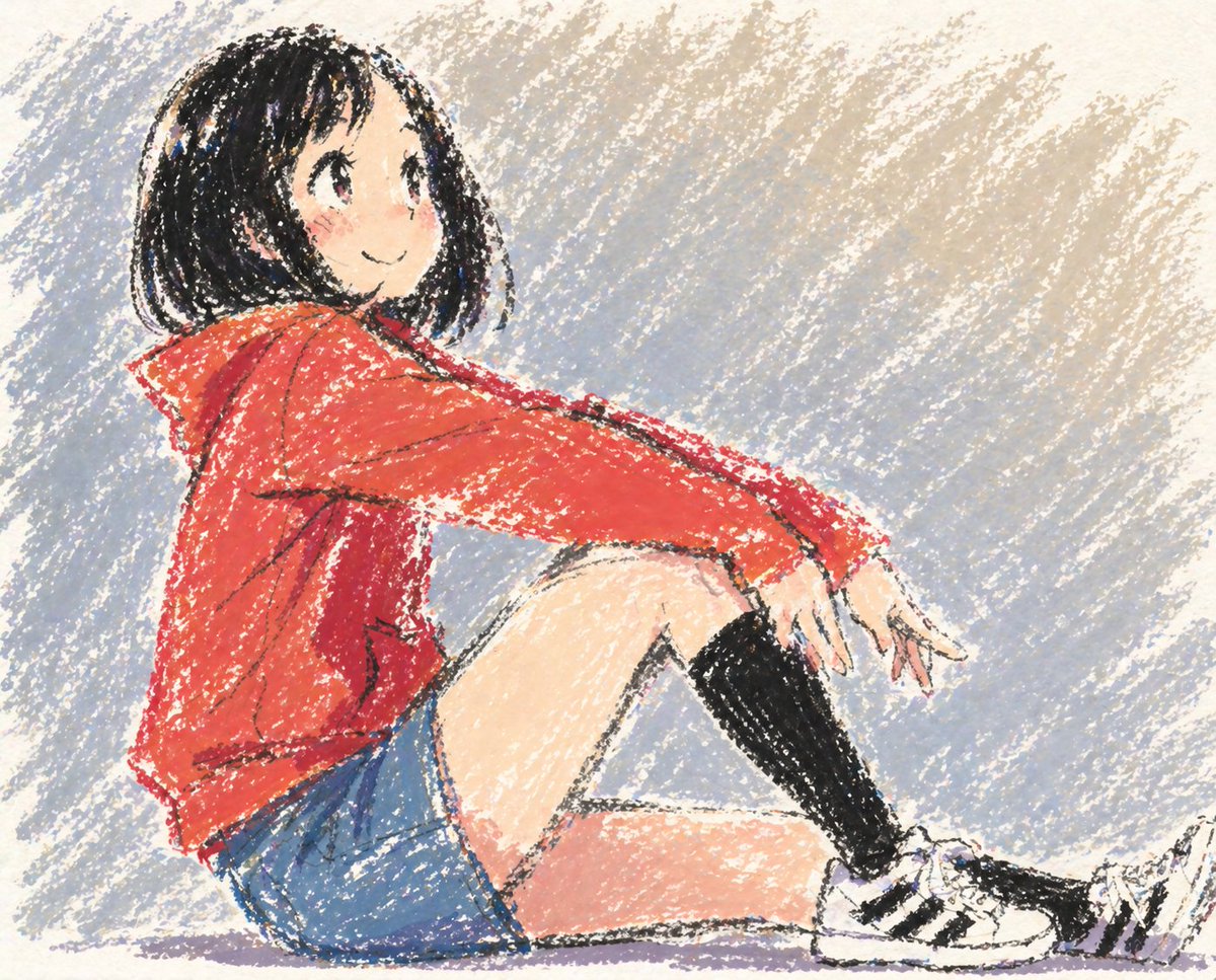 Oil Pastel Anime Girl — Charming Hand-Drawn Sora 2 Prompt
