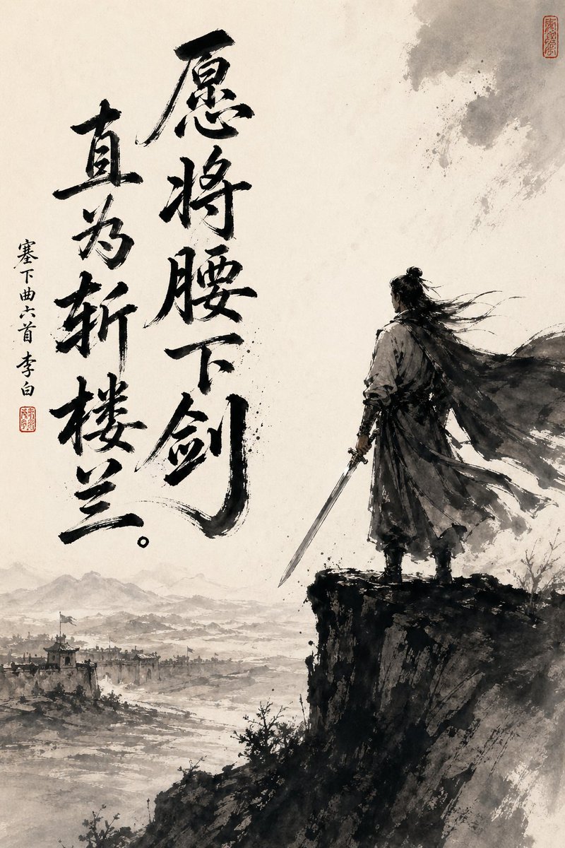 Chinese Ink Swordmaster & Calligraphy — Sora 2 Prompt
