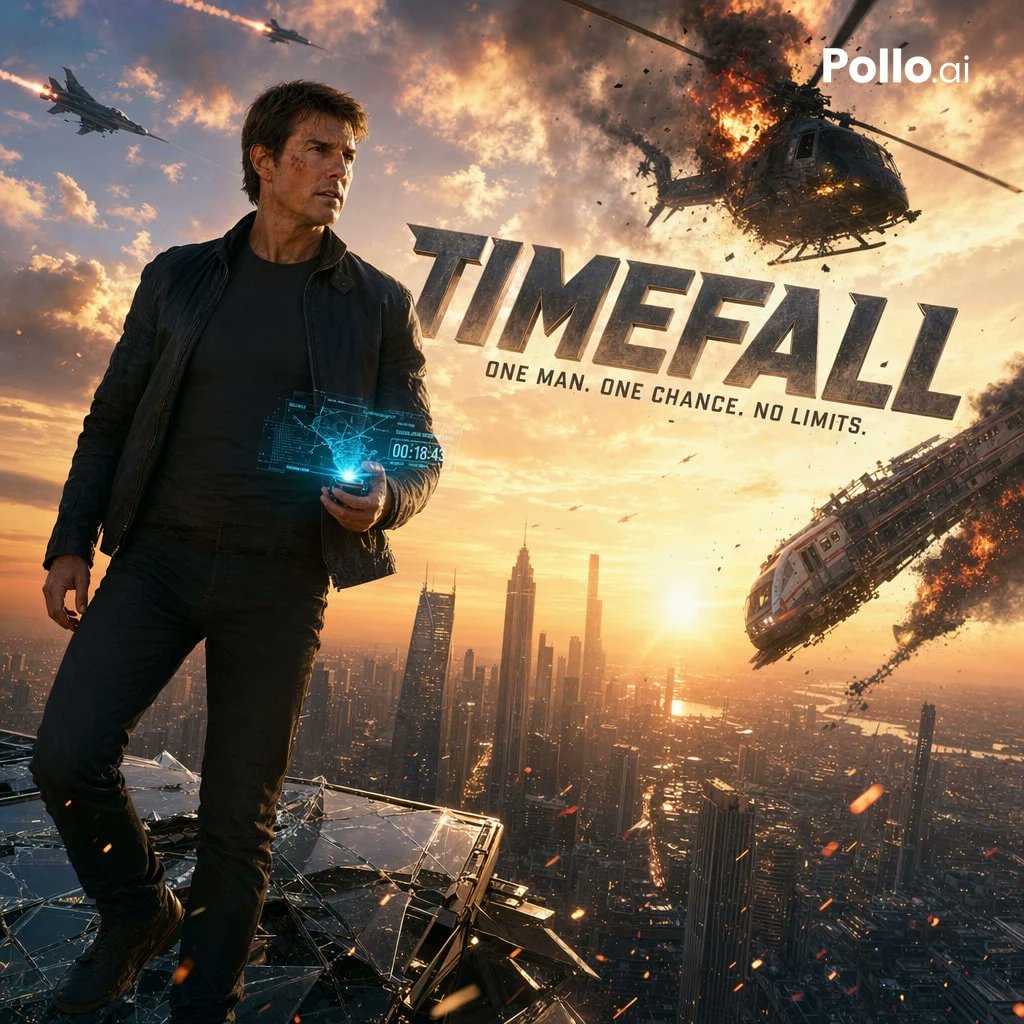 Sci-Fi Action Movie Poster Prompt — TIMEFALL (Sora)