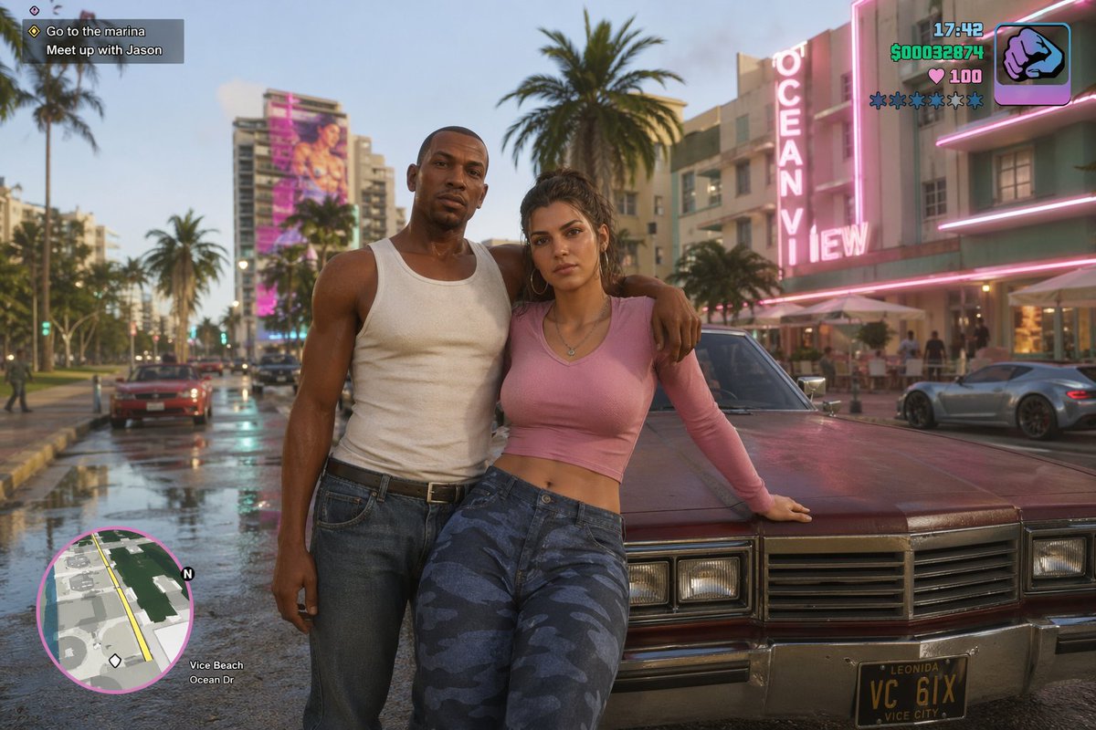 GTA 6 Crossover: CJ and Lucia Screenshot Prompt