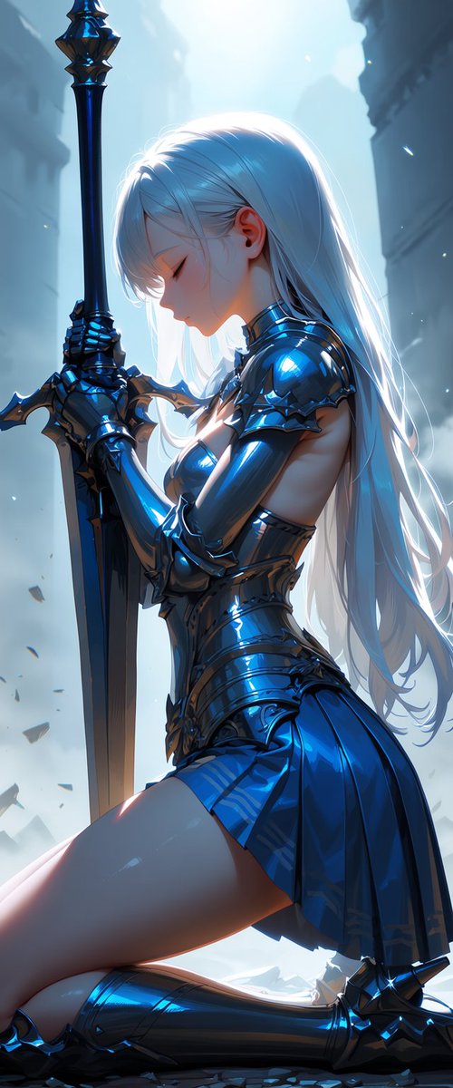 Kneeling Knight — Dark Fantasy Anime Key Visual Prompt