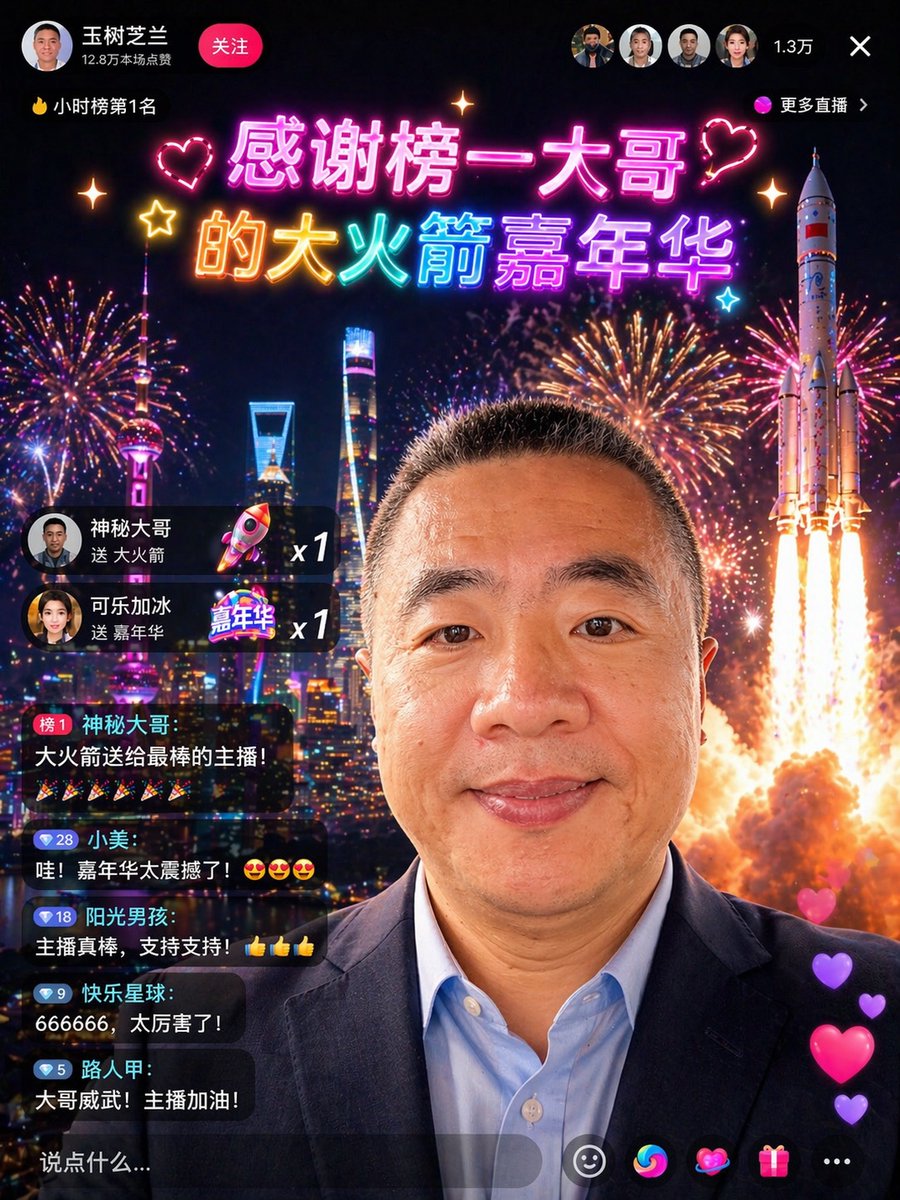 Chinese Livestream Rocket Carnival — Sora 2 Prompt