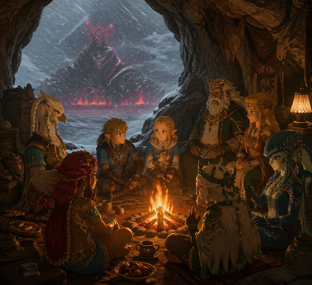 Crimson Peak Fantasy Campfire — Sora 2 Prompt