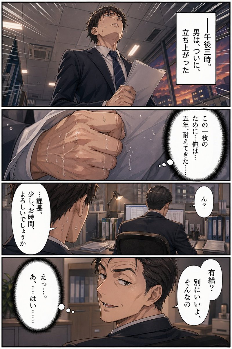 Office Drama Manga Page — 5-Panel Japanese Salaryman Comic