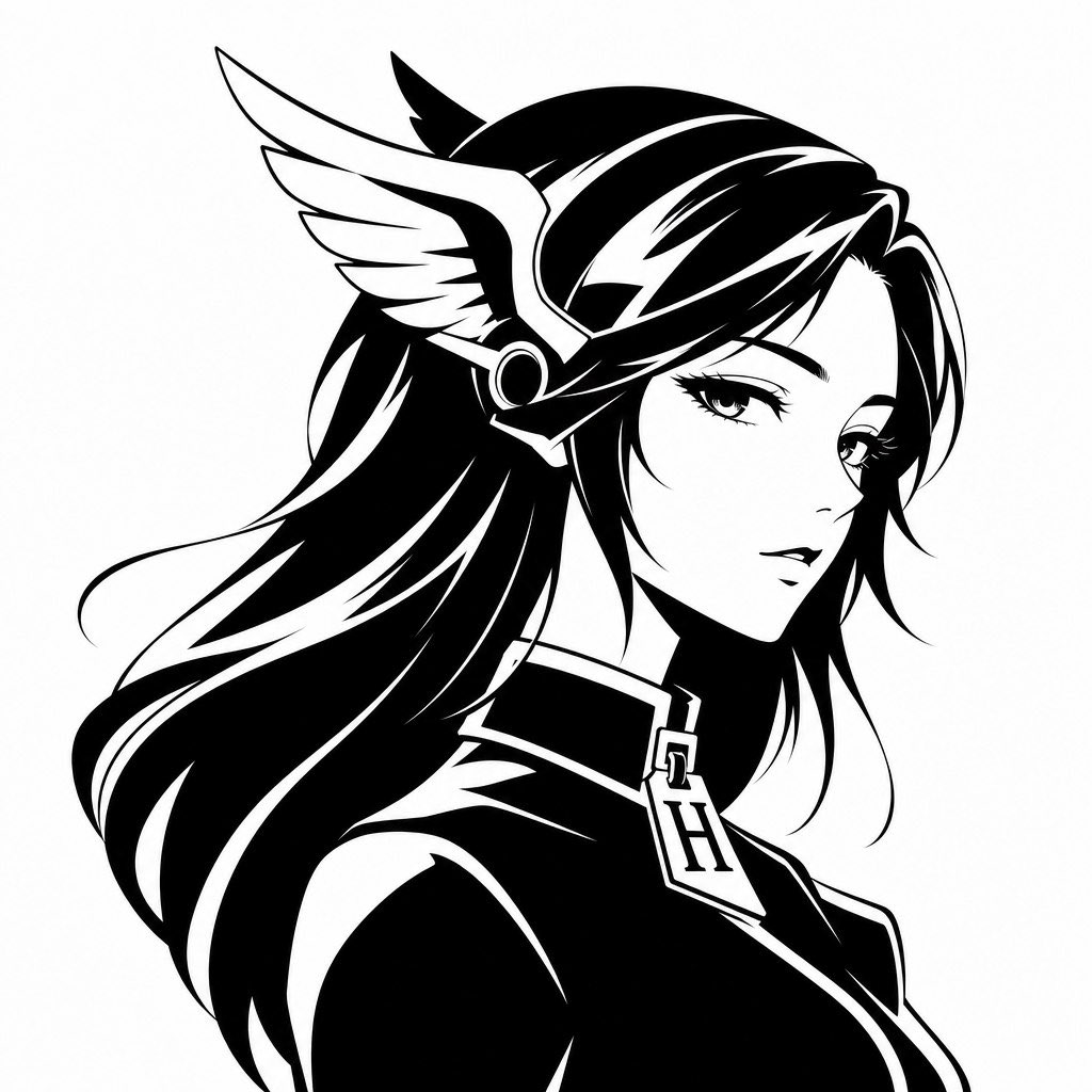 Hermes Monochrome Anime Avatar — Luxury Vector Logo Prompt