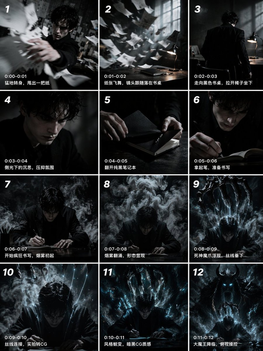 12-Grid Dark Fantasy Storyboard — Sora 2 Prompt