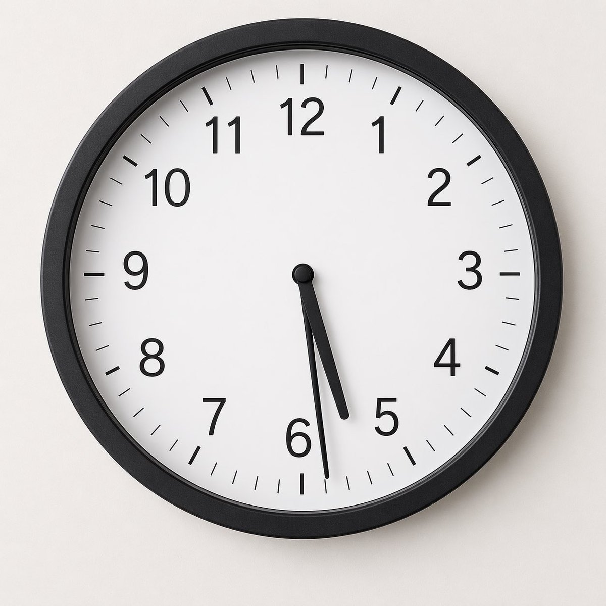 Minimalist Analog Clock at 05:29 — Sora 2 Prompt
