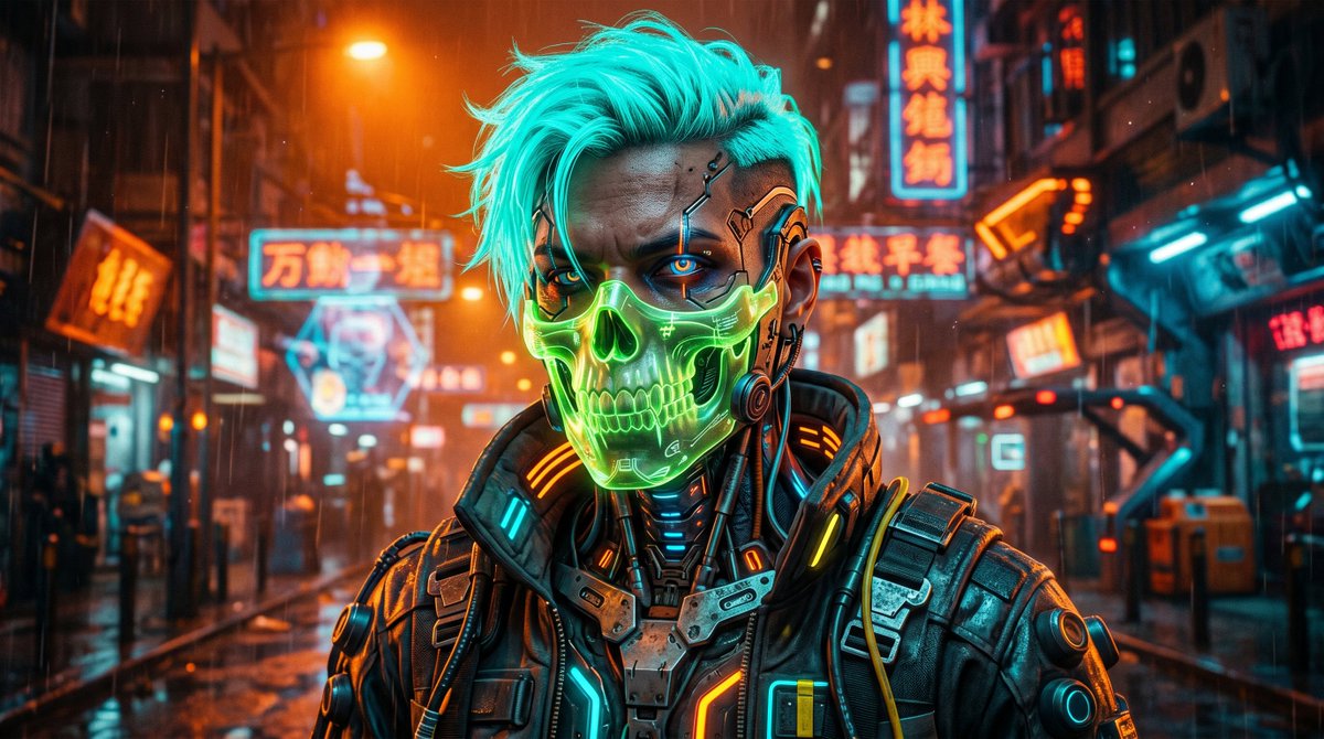 Stunning Cyberpunk Neon Alleyway Portrait — Sora 2 Prompt