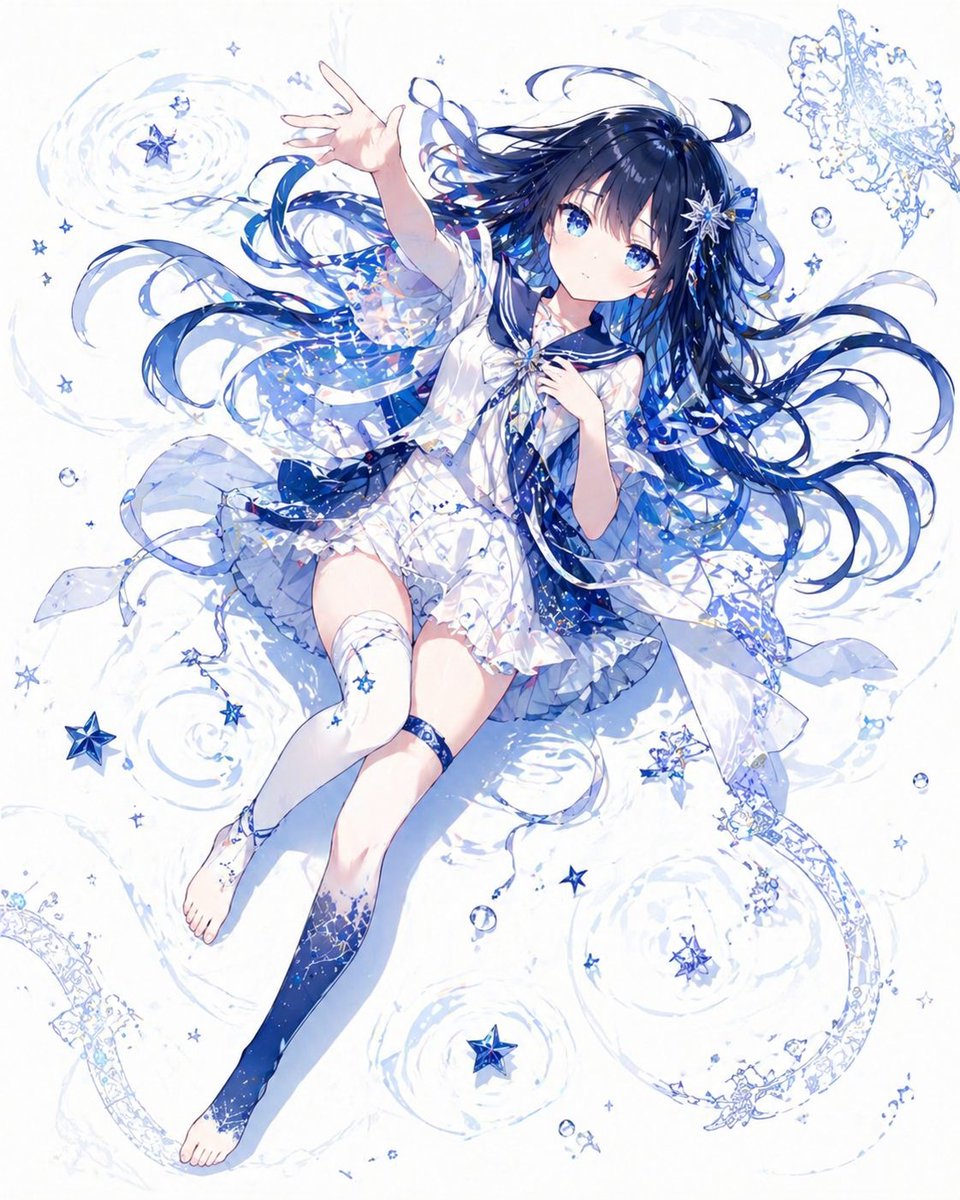 Fantasy Starry Anime Girl — Ethereal Floating Portrait Prompt