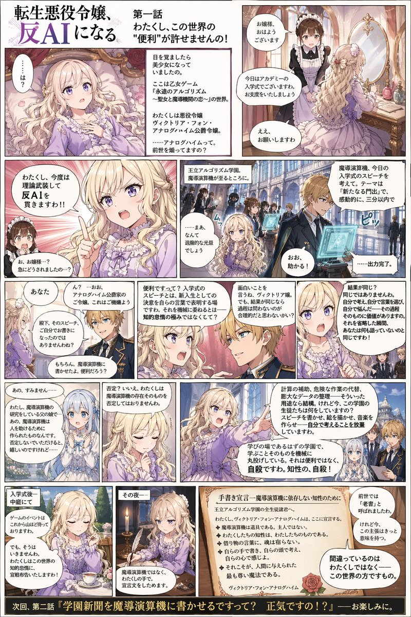 Anti-AI Villainess Manga Recap Poster Prompt
