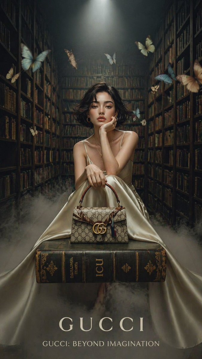 Butterflies & Fog: Vintage Library Fashion — Sora 2 Prompt