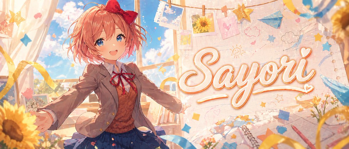 Anime Banner Prompt: Sayori in Dreamy Classroom