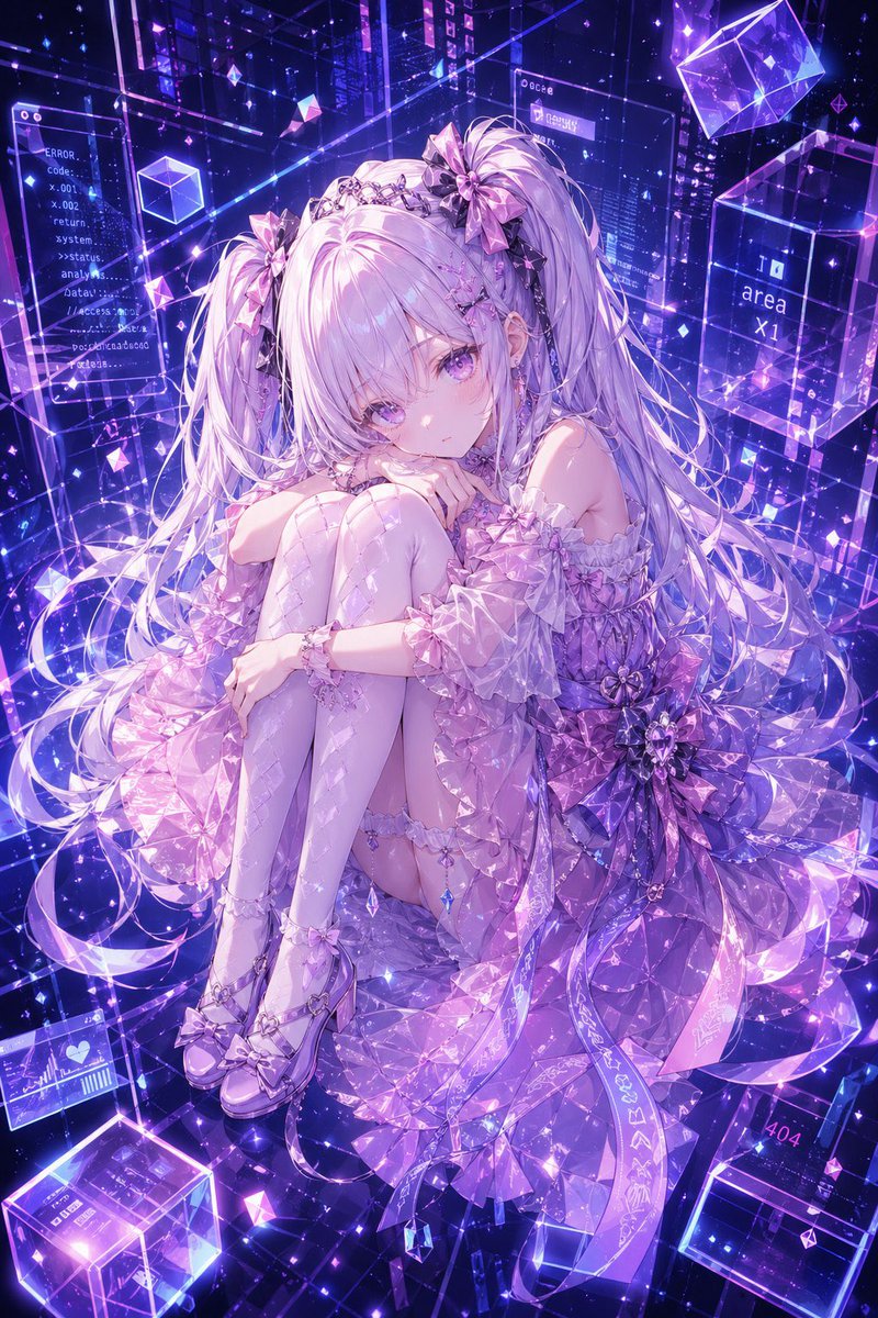 Cyber Crystal Anime Girl Portrait — Sora 2 AI Prompt