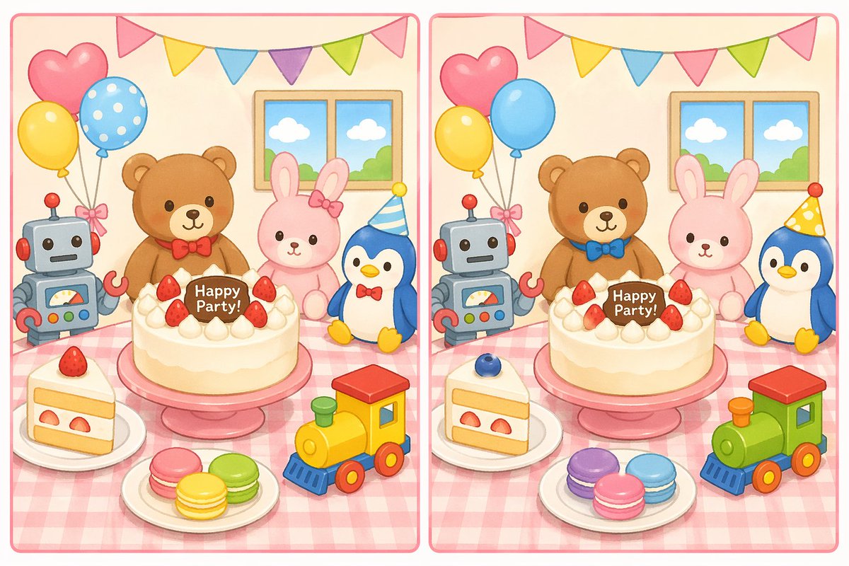 Spot the Difference: Toy Candy Party — AI Puzzle Prompt