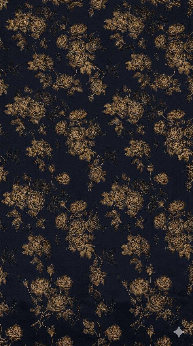 Seamless Gold Roses on Deep Blue — Baroque Textile Pattern