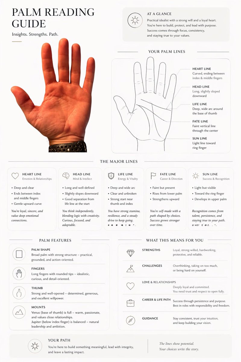 Editorial Palm Reading Infographic — Sora 2 Prompt