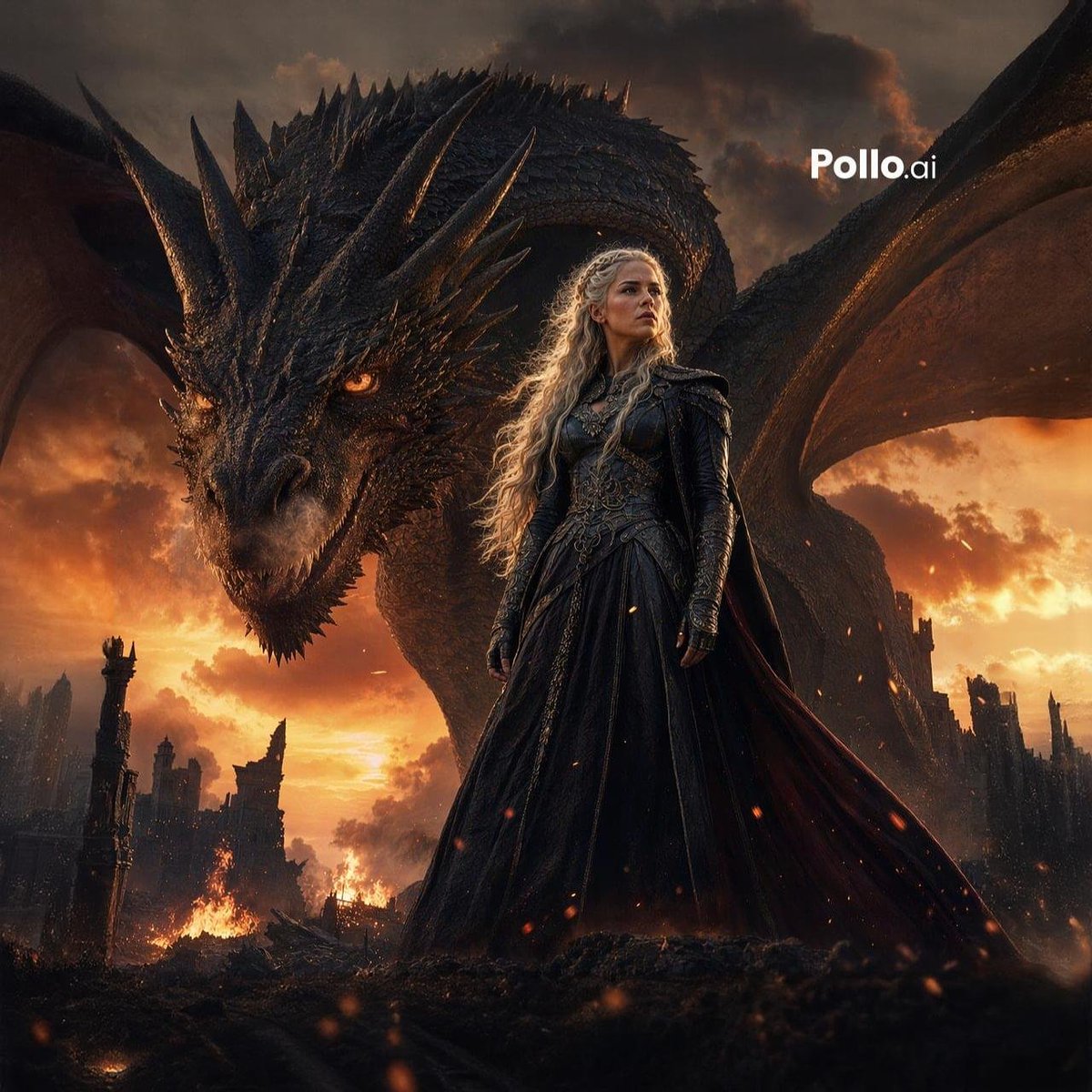 Dark Fantasy Dragon Queen Portrait — Sora 2 Prompt