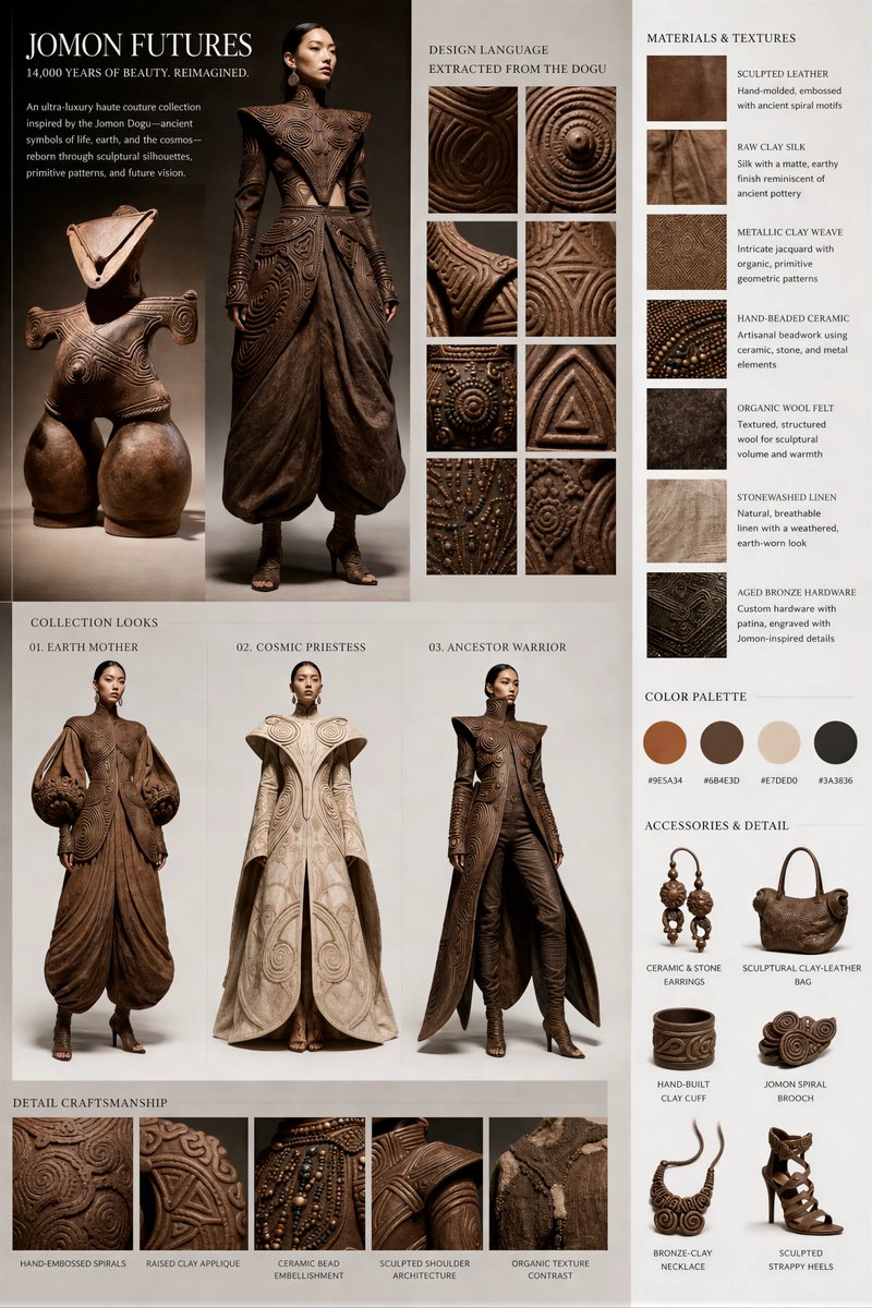 Ancient Jomon Figurine to Haute Couture — Sora 2 Prompt