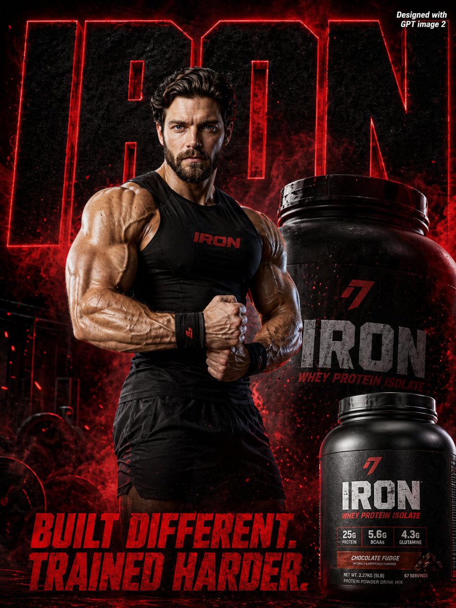 IRON Protein Ad Prompts: Use Your Face in Dramatic Fitness Shoot