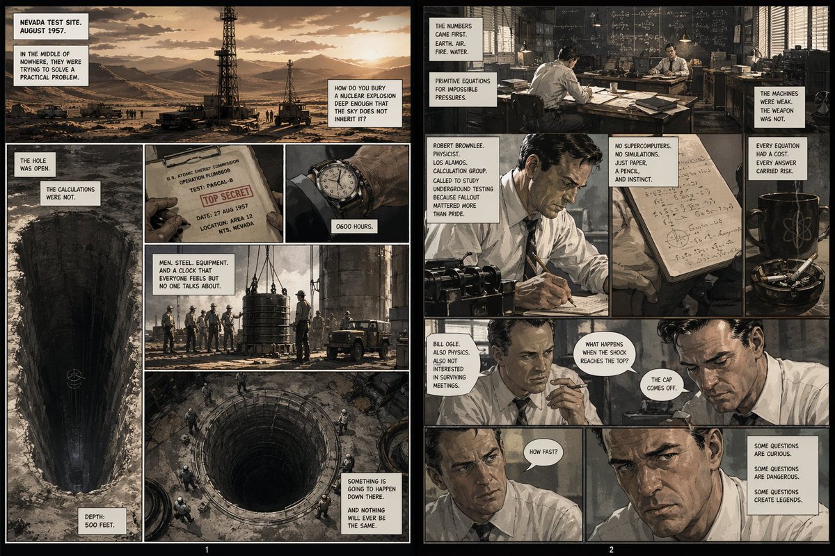 Pascal-B Nuclear Test — Manhole Cover Launch Comic Prompt