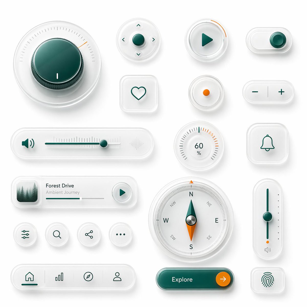 Frosted Glass UI Component Kit — Sora 2 Prompt