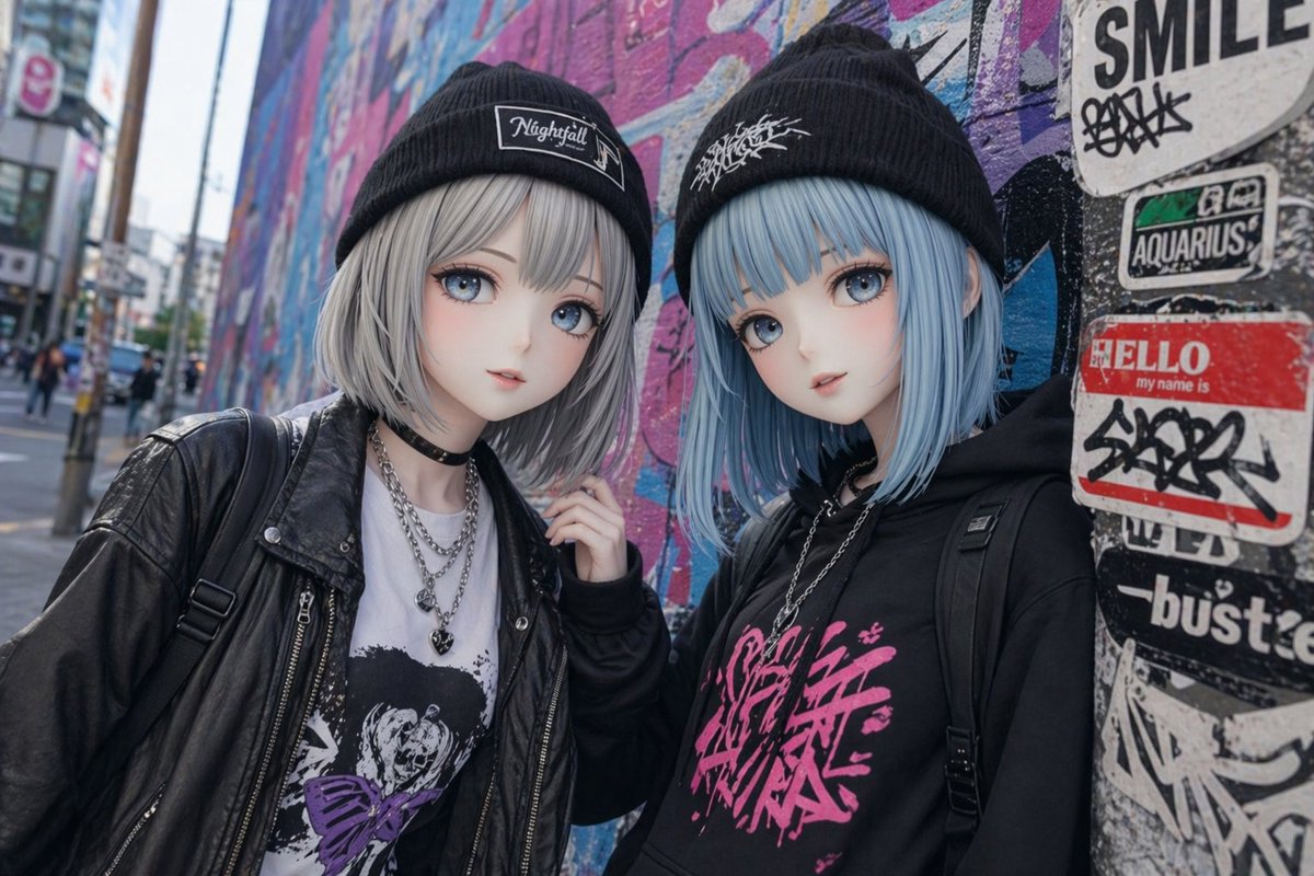 Snap-Style Anime Fashion Duo — Sora 2 Prompt
