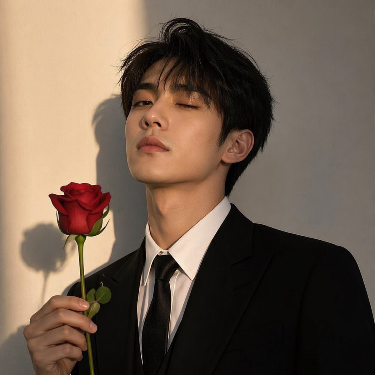 Cinematic Suited Man with Red Rose — Sora 2 Prompt