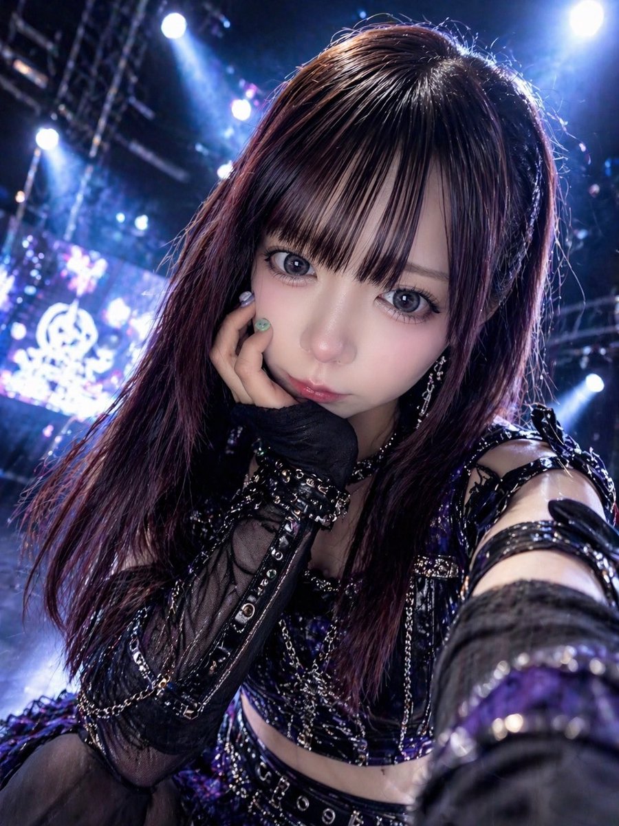 Gothic Idol Concert Selfie Close-Up Prompt — Sora 2 Hub